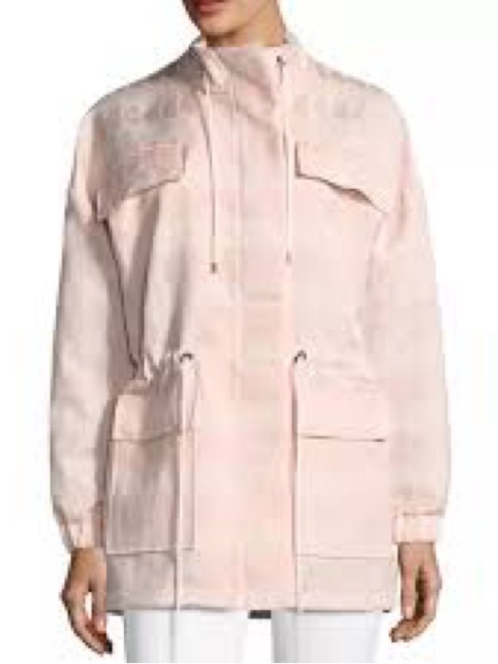 ST. JOHN, draw string waist light pink coat!